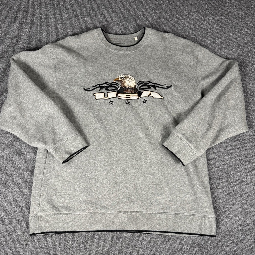 Croft & Barrow Gray Crew Neck Sweatshirt Men's Size M Bald Eagle America‎ USA